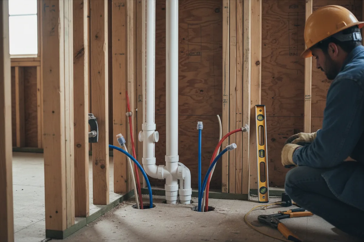 Drain and supply rough-in during Drain Cleaning in Cottage Grove